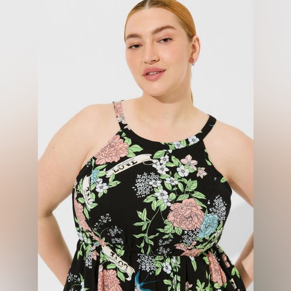 Torrid Floral Halter Neck High Low Dress | Size 2 - Picture 4 of 15